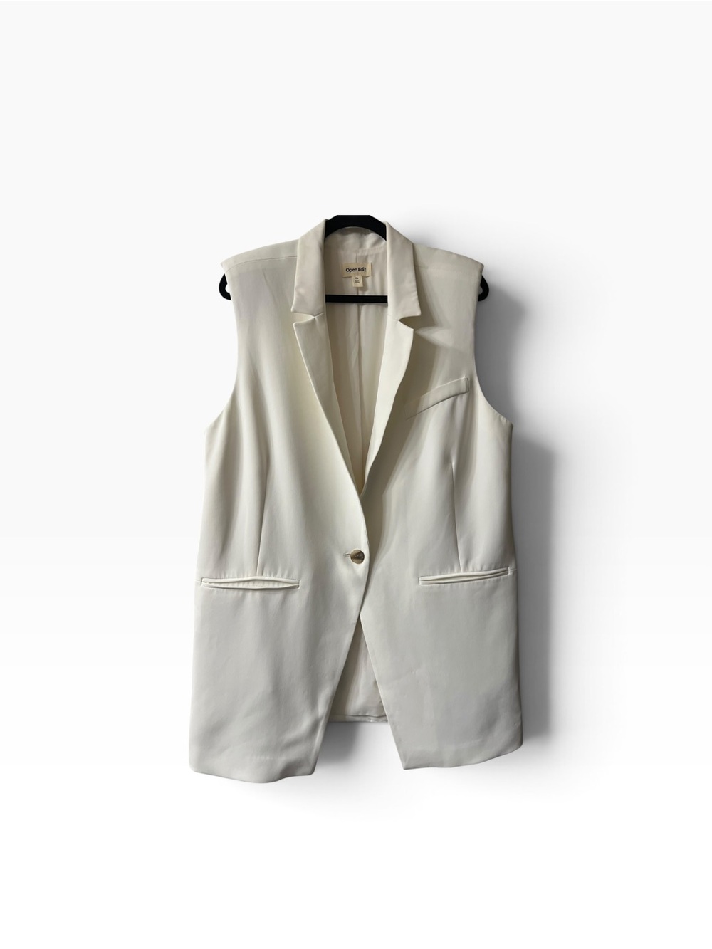 Open Edit Ivory Sleeveless Blazer Vest